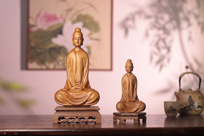 Hand-Carved Zen Master Statue for Meditation Decor