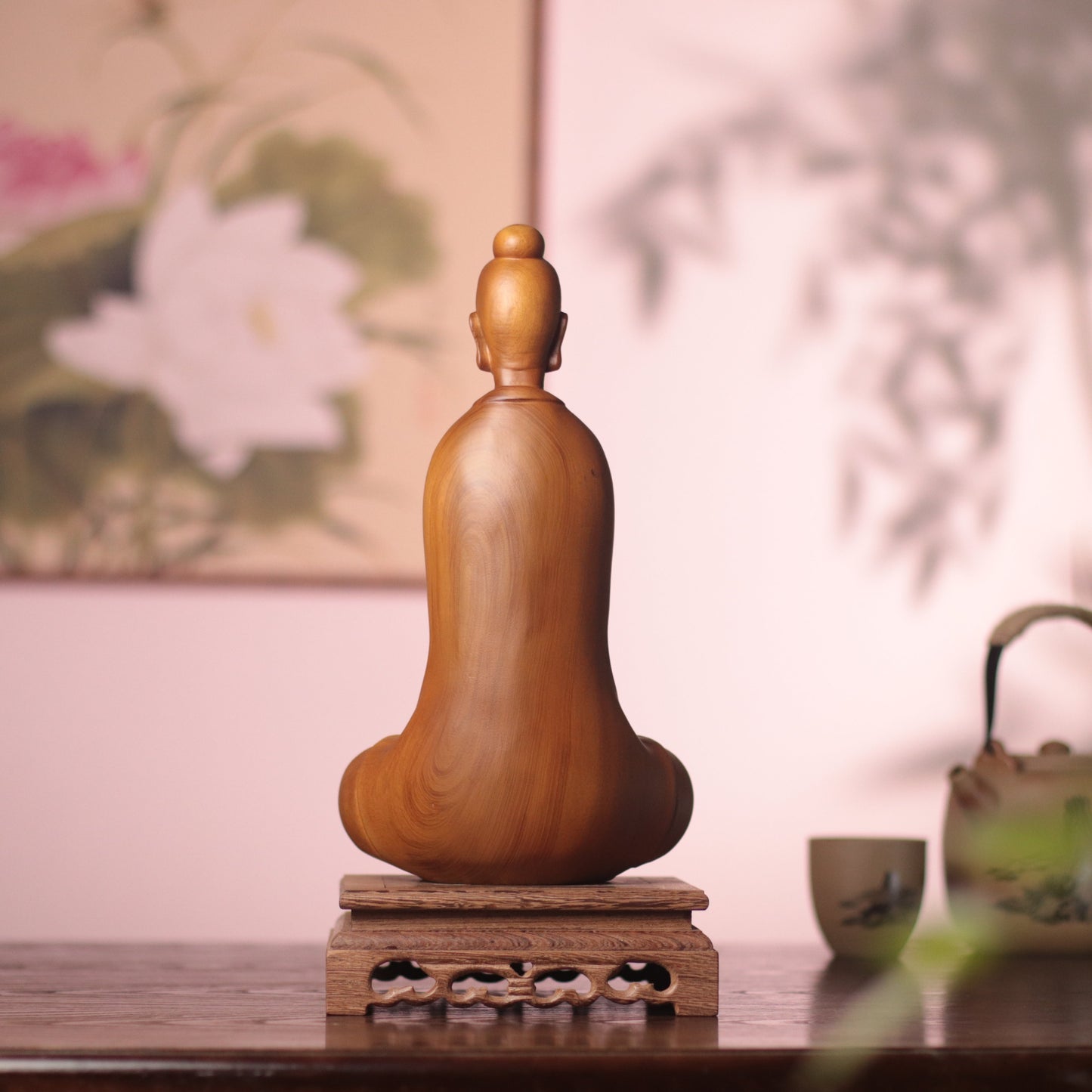 Hand-Carved Zen Master Statue for Meditation Decor
