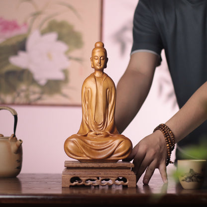 Hand-Carved Zen Master Statue for Meditation Decor