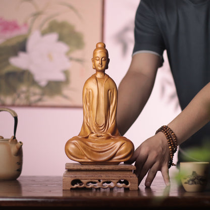 Hand-Carved Zen Master Statue for Meditation Decor