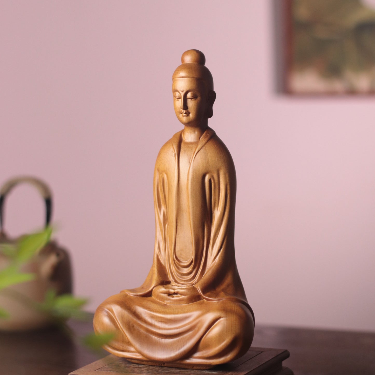Hand-Carved Zen Master Statue for Meditation Decor