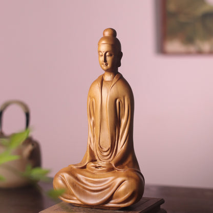 Hand-Carved Zen Master Statue for Meditation Decor