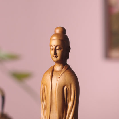 Hand-Carved Zen Master Statue for Meditation Decor