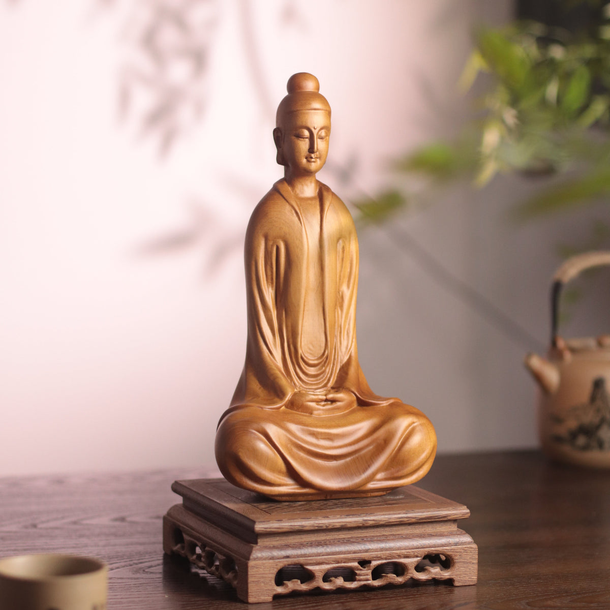 Hand-Carved Zen Master Statue for Meditation Decor