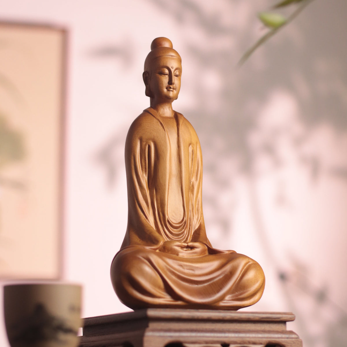 Hand-Carved Zen Master Statue for Meditation Decor