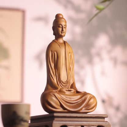 Hand-Carved Zen Master Statue for Meditation Decor