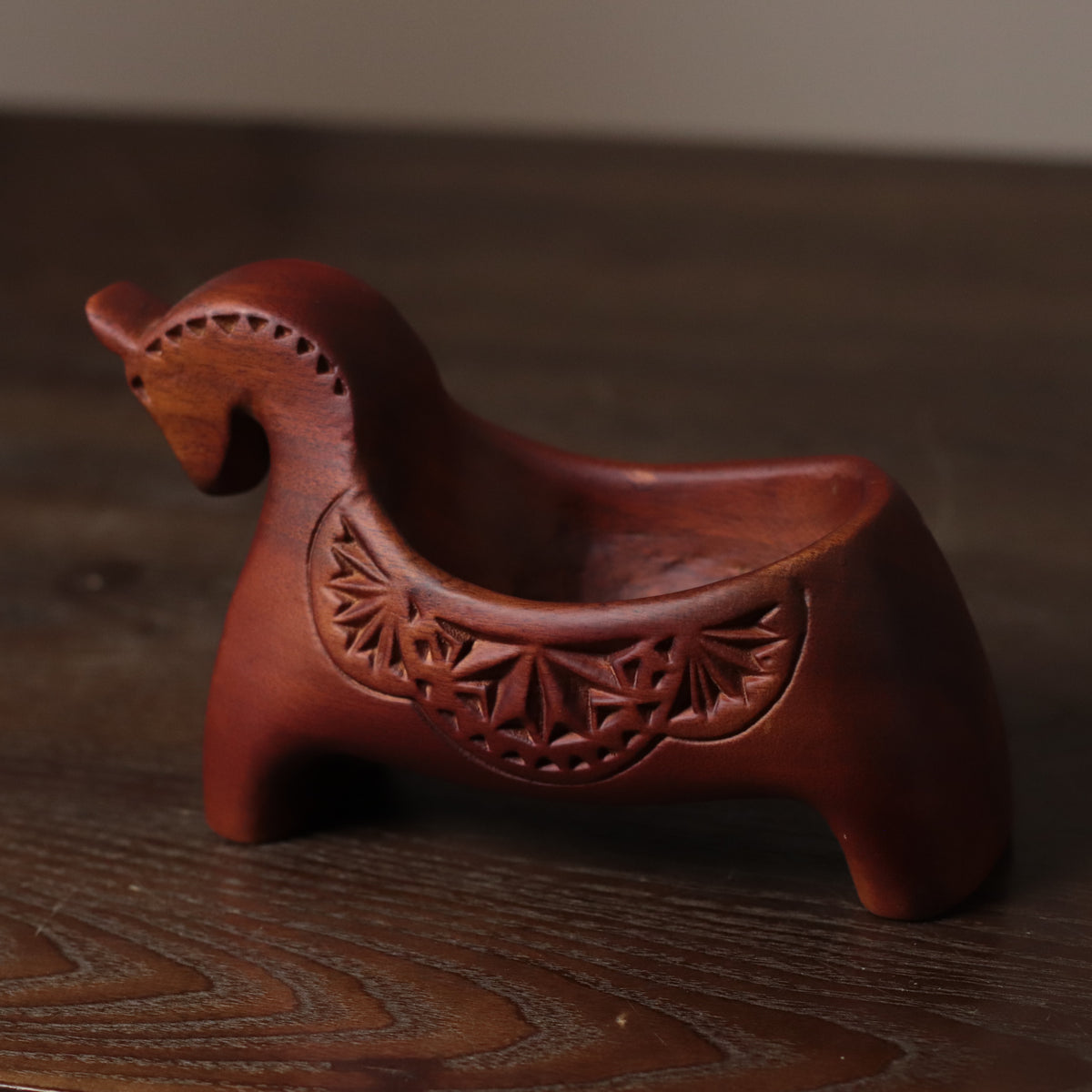 Wooden Horse Trinket Dish – Hand-Carved Padauk Ring Dish