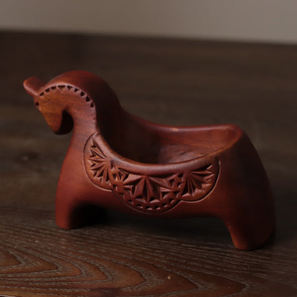 Wooden Horse Trinket Dish – Hand-Carved Padauk Ring Dish