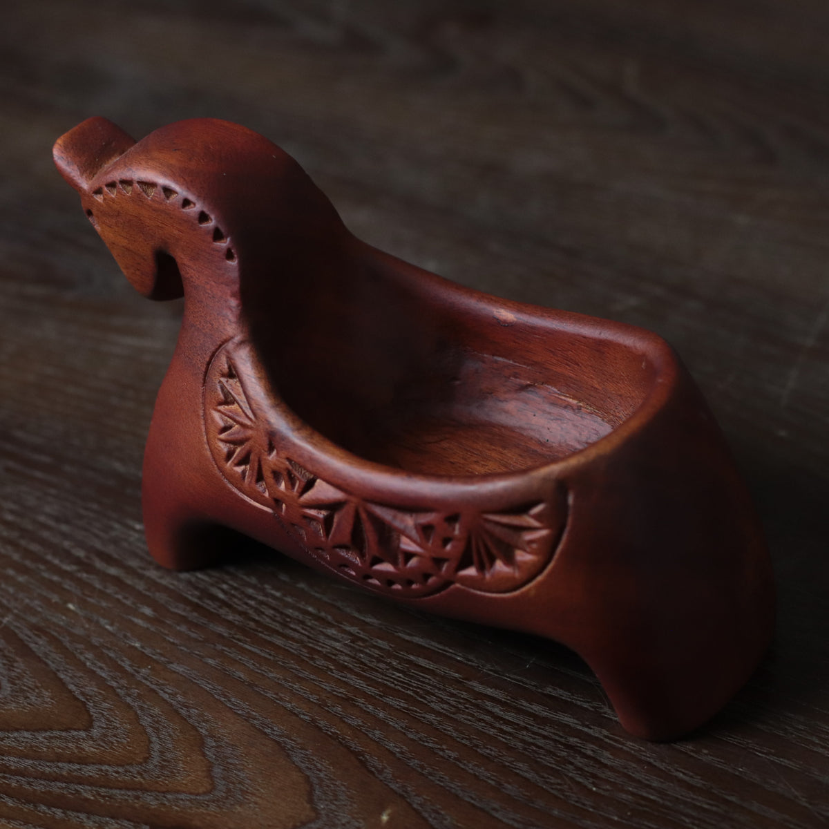 Wooden Horse Trinket Dish – Hand-Carved Padauk Ring Dish