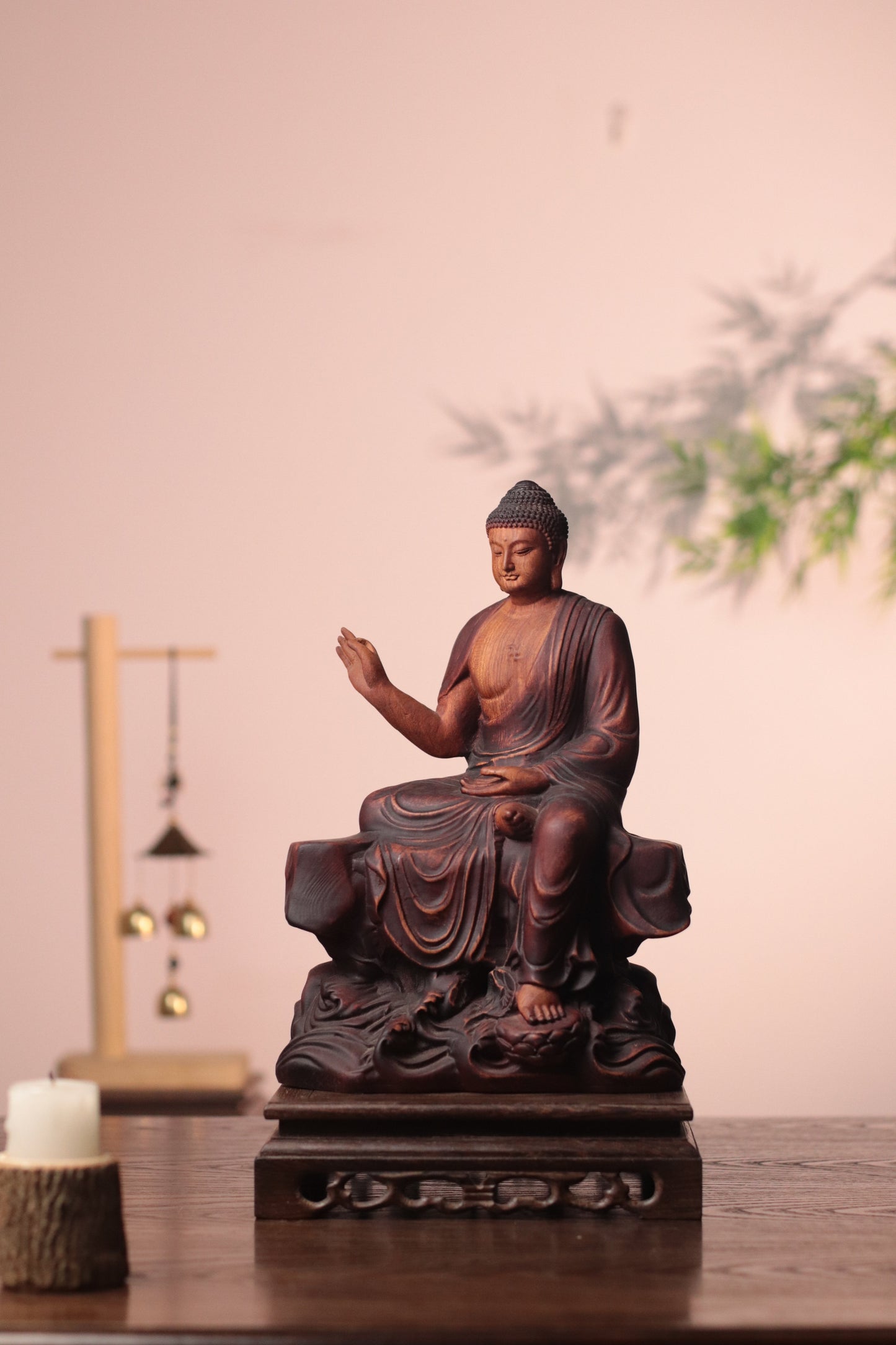 Hand Carved Shakyamuni Padauk Statue
