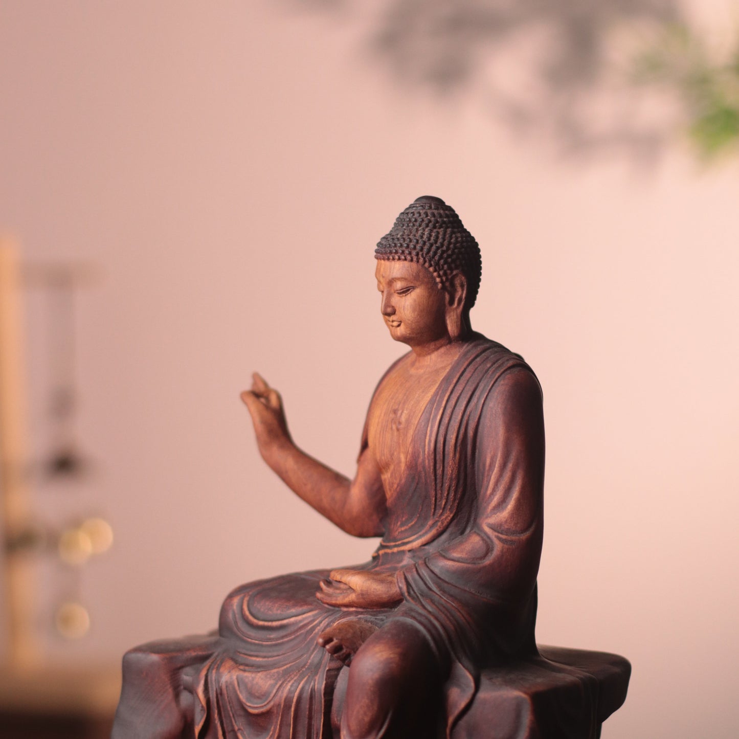 Hand Carved Shakyamuni Padauk Statue