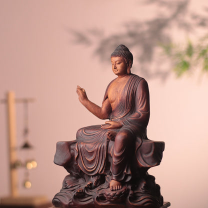 Hand Carved Shakyamuni Padauk Statue