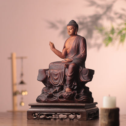 Hand Carved Shakyamuni Padauk Statue
