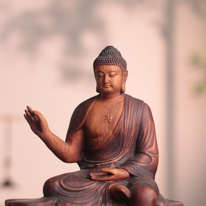 Hand Carved Shakyamuni Padauk Statue