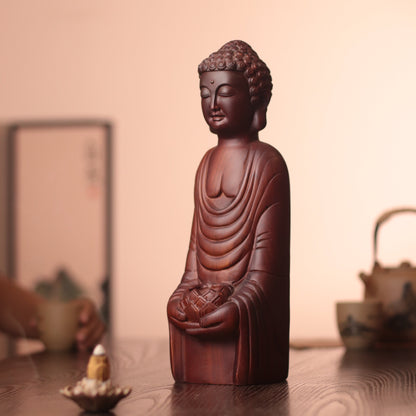 Abstract Shakyamuni Buddha Statue, Wooden Padmasana Buddha