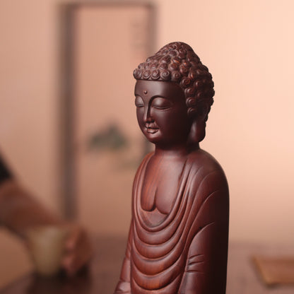 Abstract Shakyamuni Buddha Statue, Wooden Padmasana Buddha