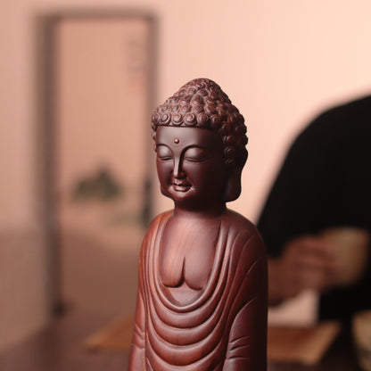 Abstract Shakyamuni Buddha Statue, Wooden Padmasana Buddha