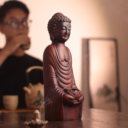 Abstract Shakyamuni Buddha Statue, Wooden Padmasana Buddha