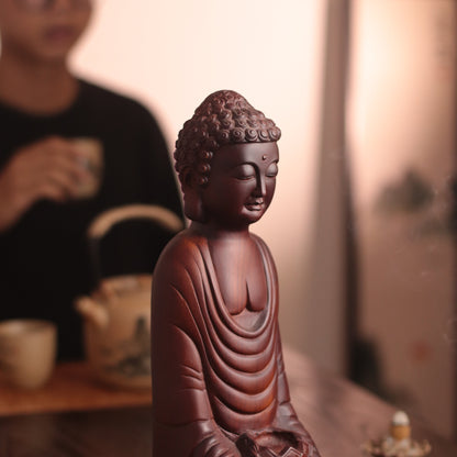 Abstract Shakyamuni Buddha Statue, Wooden Padmasana Buddha