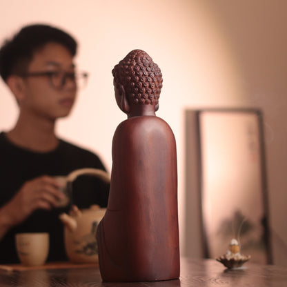 Abstract Shakyamuni Buddha Statue, Wooden Padmasana Buddha
