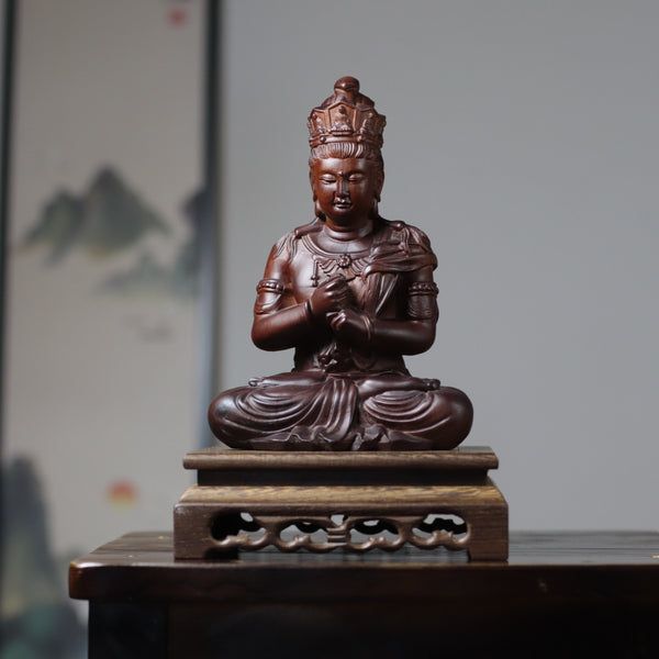 Vairocana Buddha Wood Statue, Buddha of Wisdom & Focus