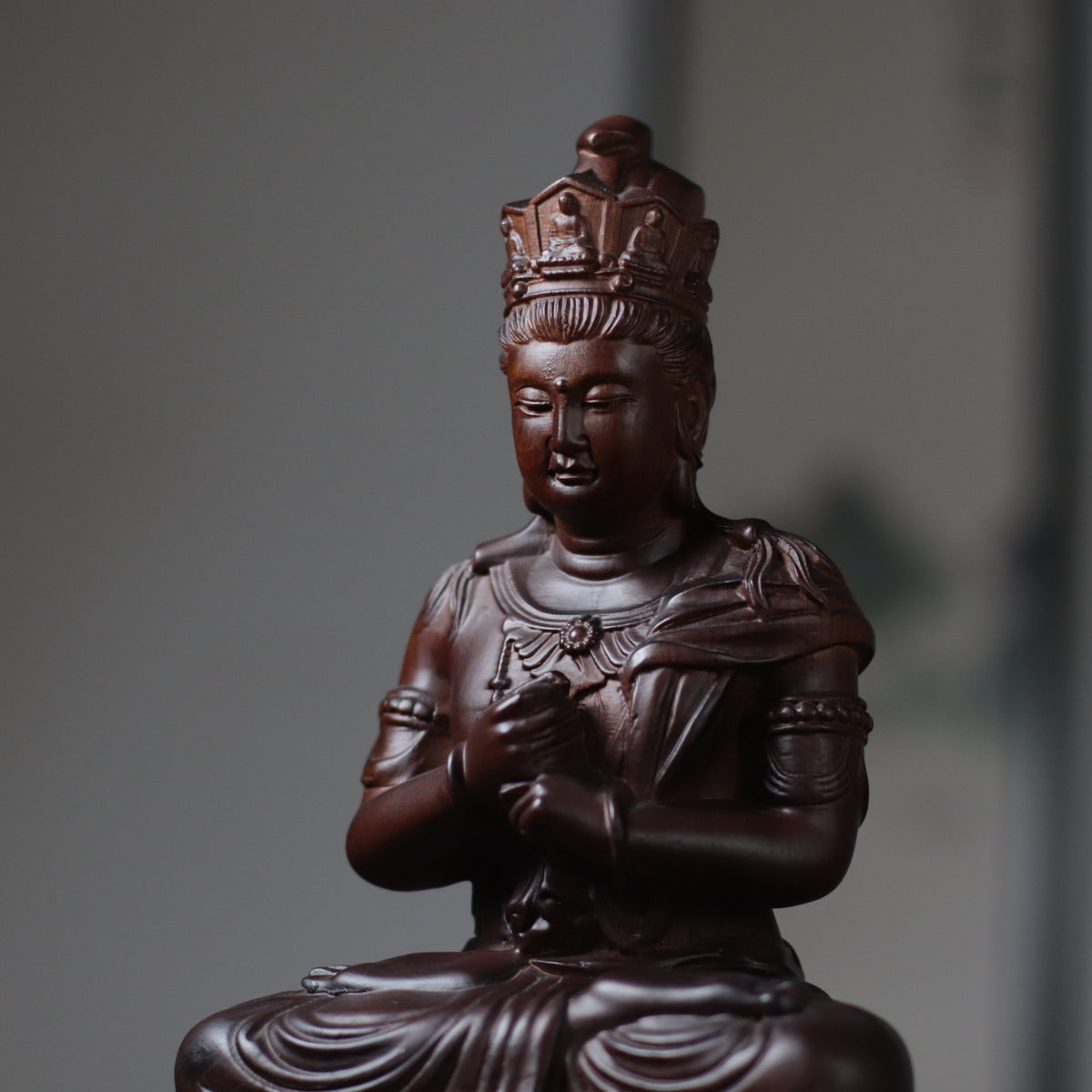 Vairocana Buddha Wood Statue, Buddha of Wisdom & Focus