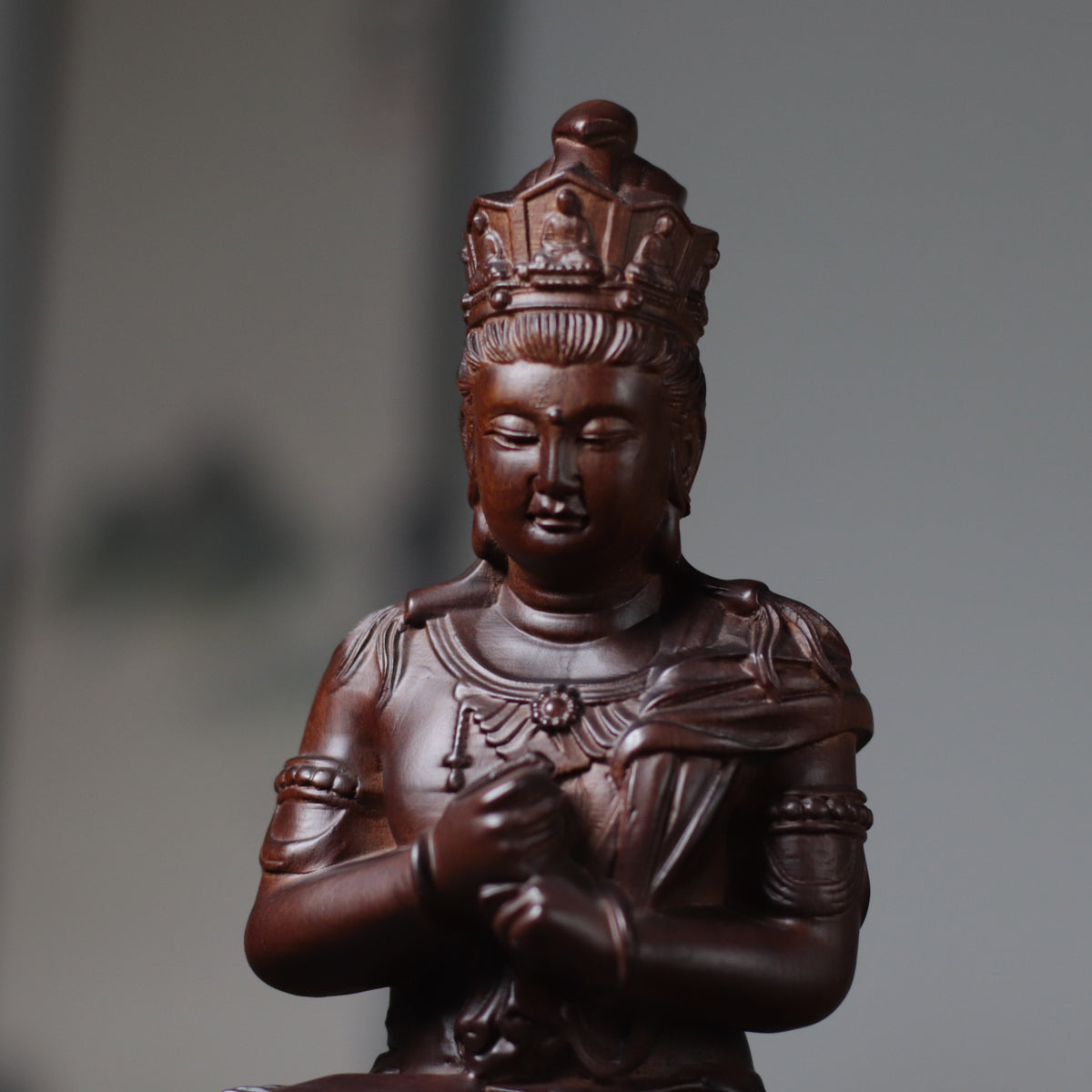 Vairocana Buddha Wood Statue, Buddha of Wisdom & Focus