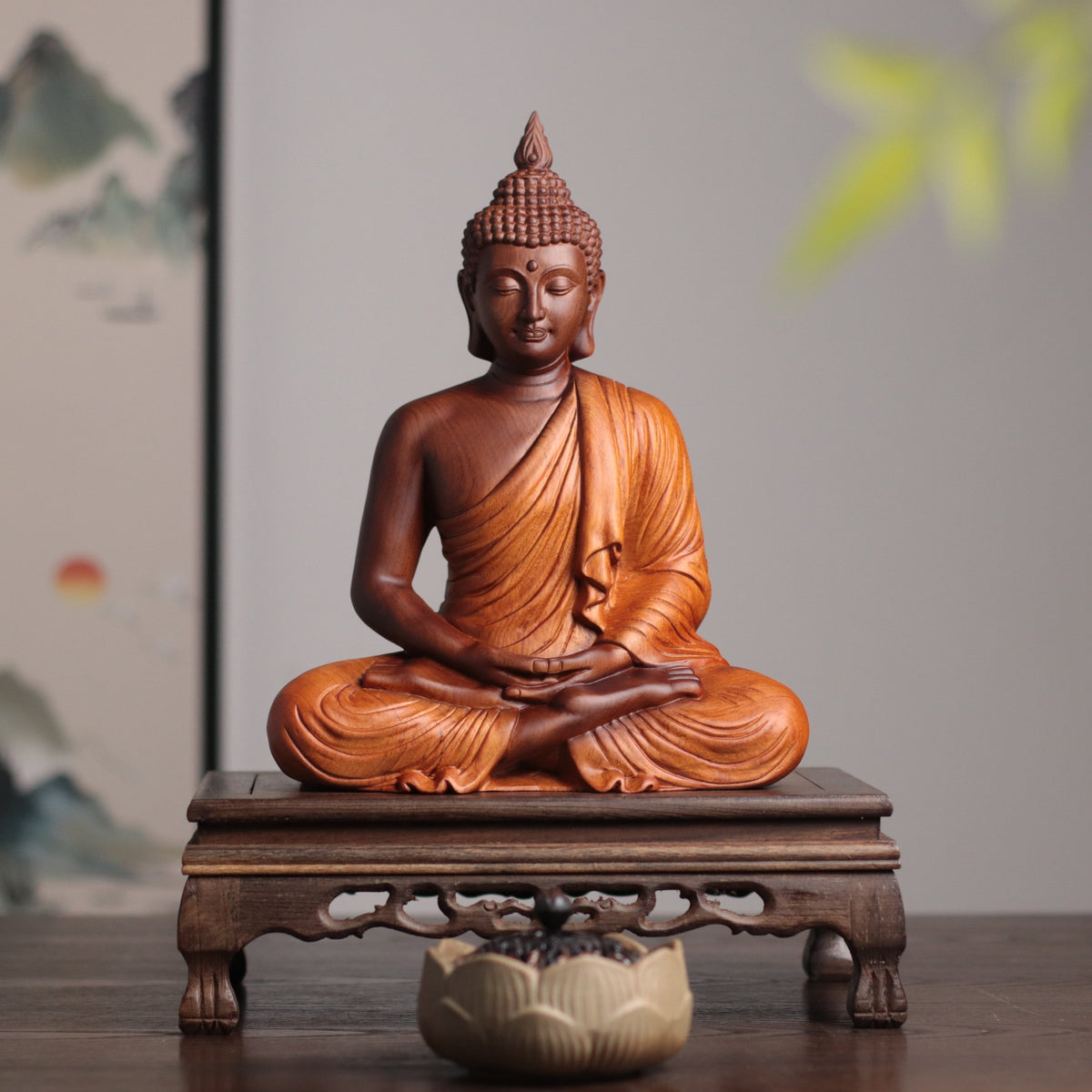 Sukhothai Buddha Statue - Padauk Wood, Meditation