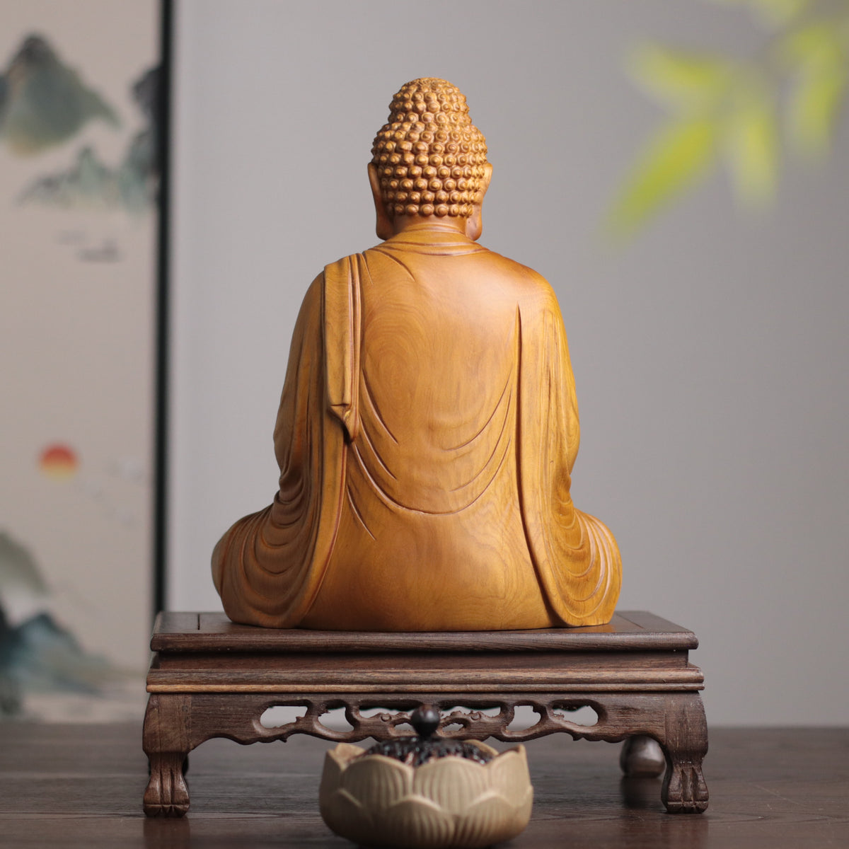 Amitabha Buddha Statue - Cypress Wood, Pure Land Meditation