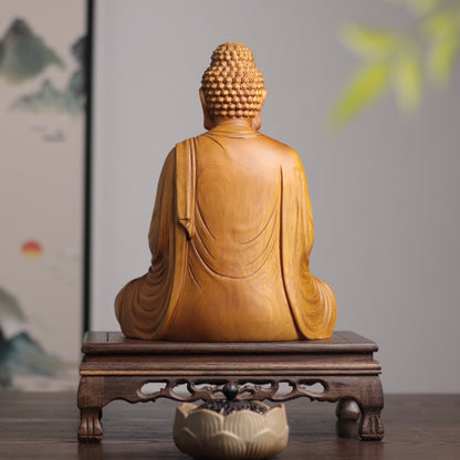 Amitabha Buddha Statue - Cypress Wood, Pure Land Meditation