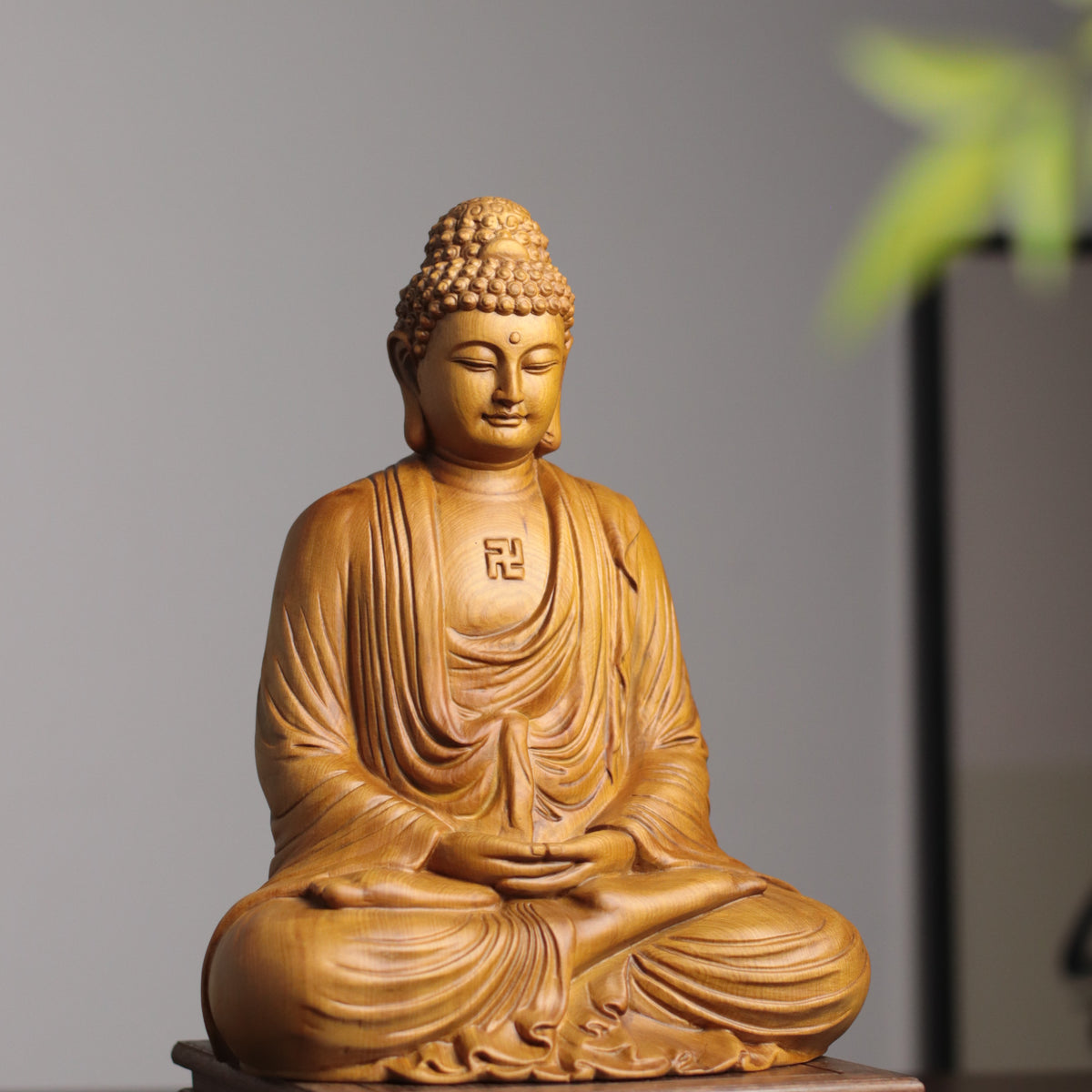 Amitabha Buddha Statue - Cypress Wood, Pure Land Meditation