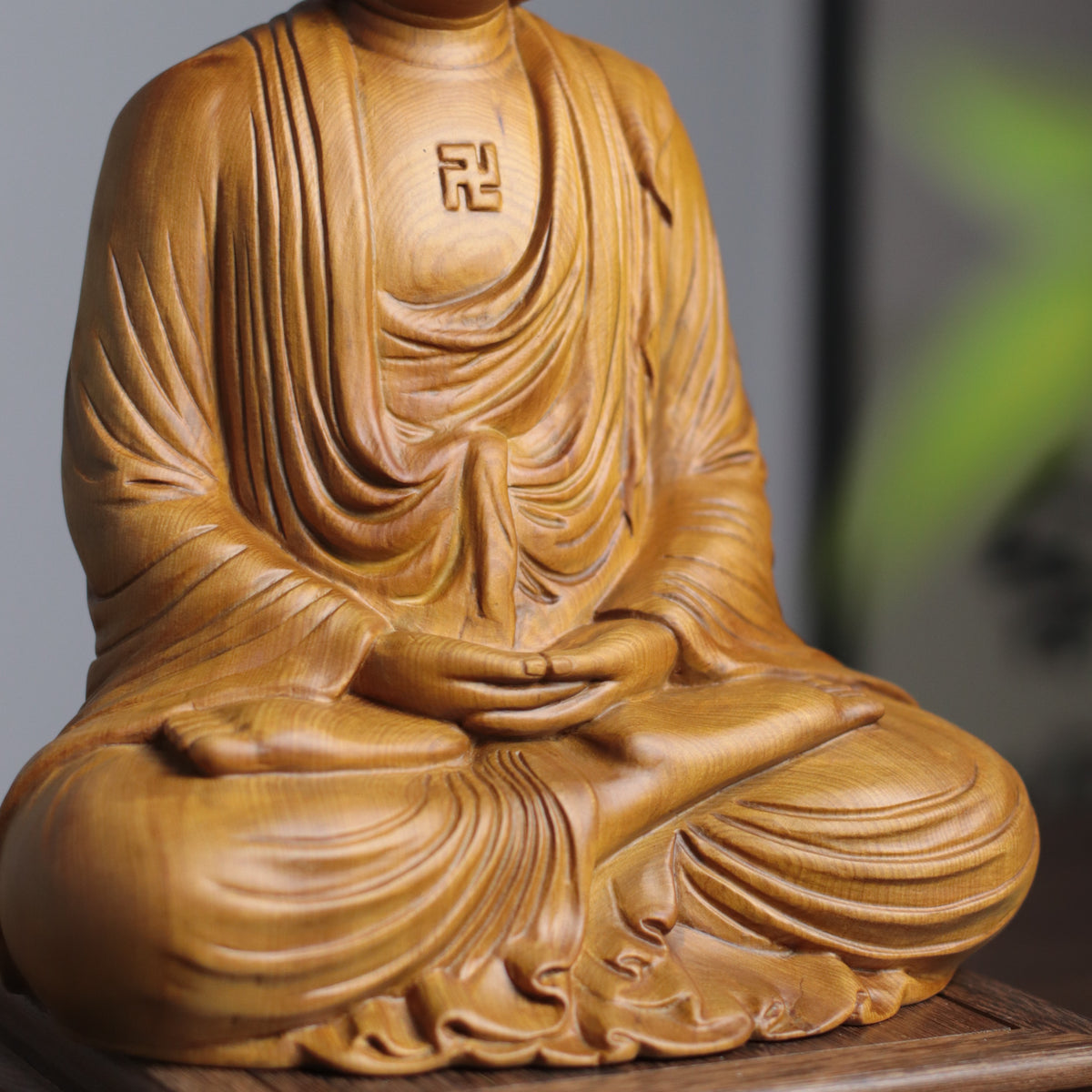Amitabha Buddha Statue - Cypress Wood, Pure Land Meditation