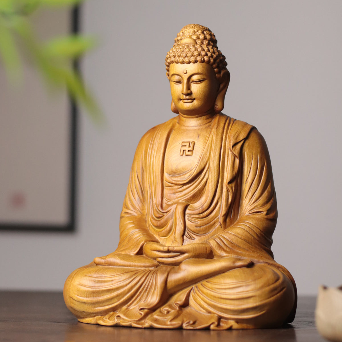 Amitabha Buddha Statue - Cypress Wood, Pure Land Meditation