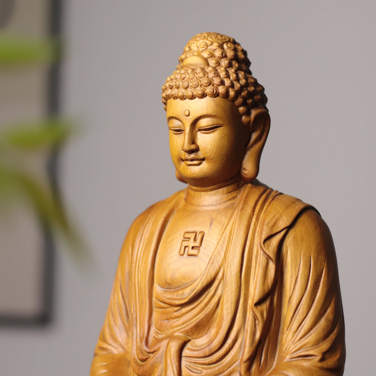 Amitabha Buddha Statue - Cypress Wood, Pure Land Meditation