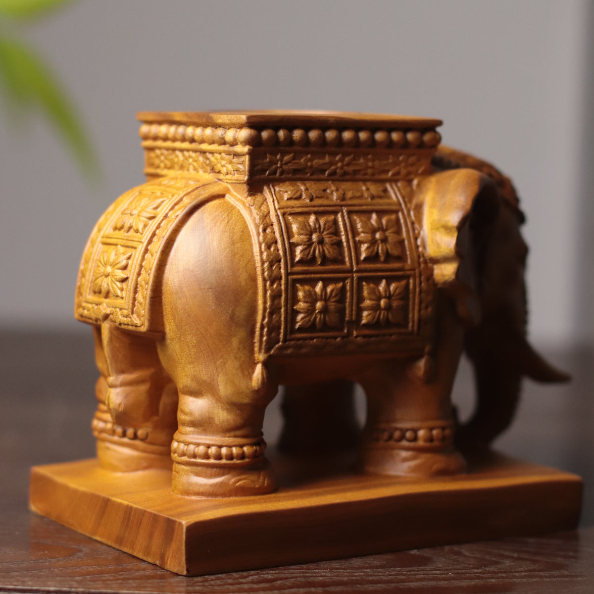 Elephant Tea Light Holder - Cypress Wood, Candle Holder