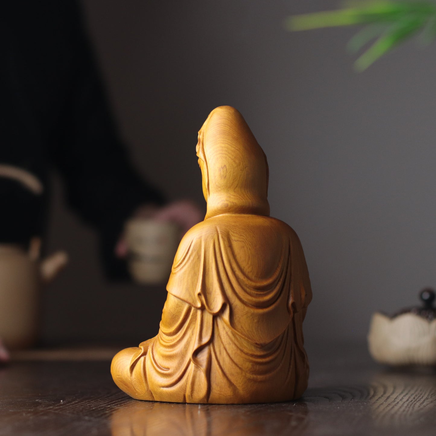 Scented Cypress Guan Yin Statue - Hand-Carved Compassion Goddess, Avalokiteshvara for Home Altar
