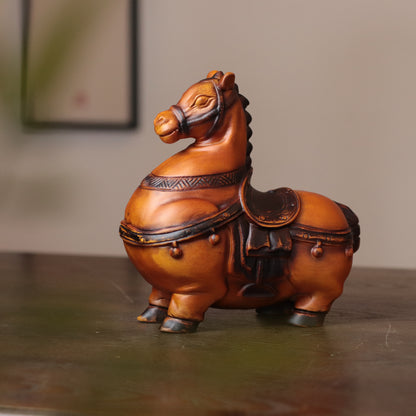 Tang Dynasty Fat Horse Statue – Hand-Carved Wood Feng Shui Horse
