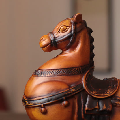 Tang Dynasty Fat Horse Statue – Hand-Carved Wood Feng Shui Horse