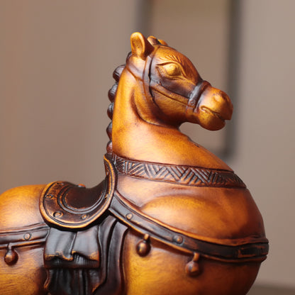 Tang Dynasty Fat Horse Statue – Hand-Carved Wood Feng Shui Horse