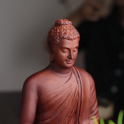 Wooden Buddha Statue — Hand-Carved Padauk Shakyamuni, Meaningful Gift, Buddhist Home Decor