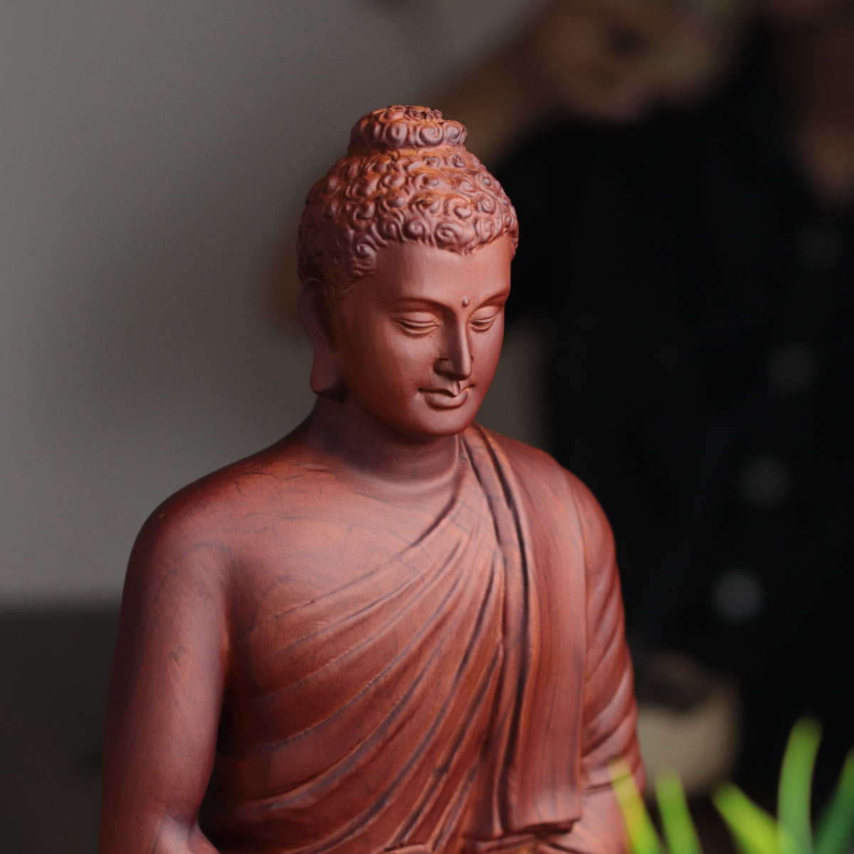 Wooden Buddha Statue — Hand-Carved Padauk Shakyamuni, Meaningful Gift, Buddhist Home Decor