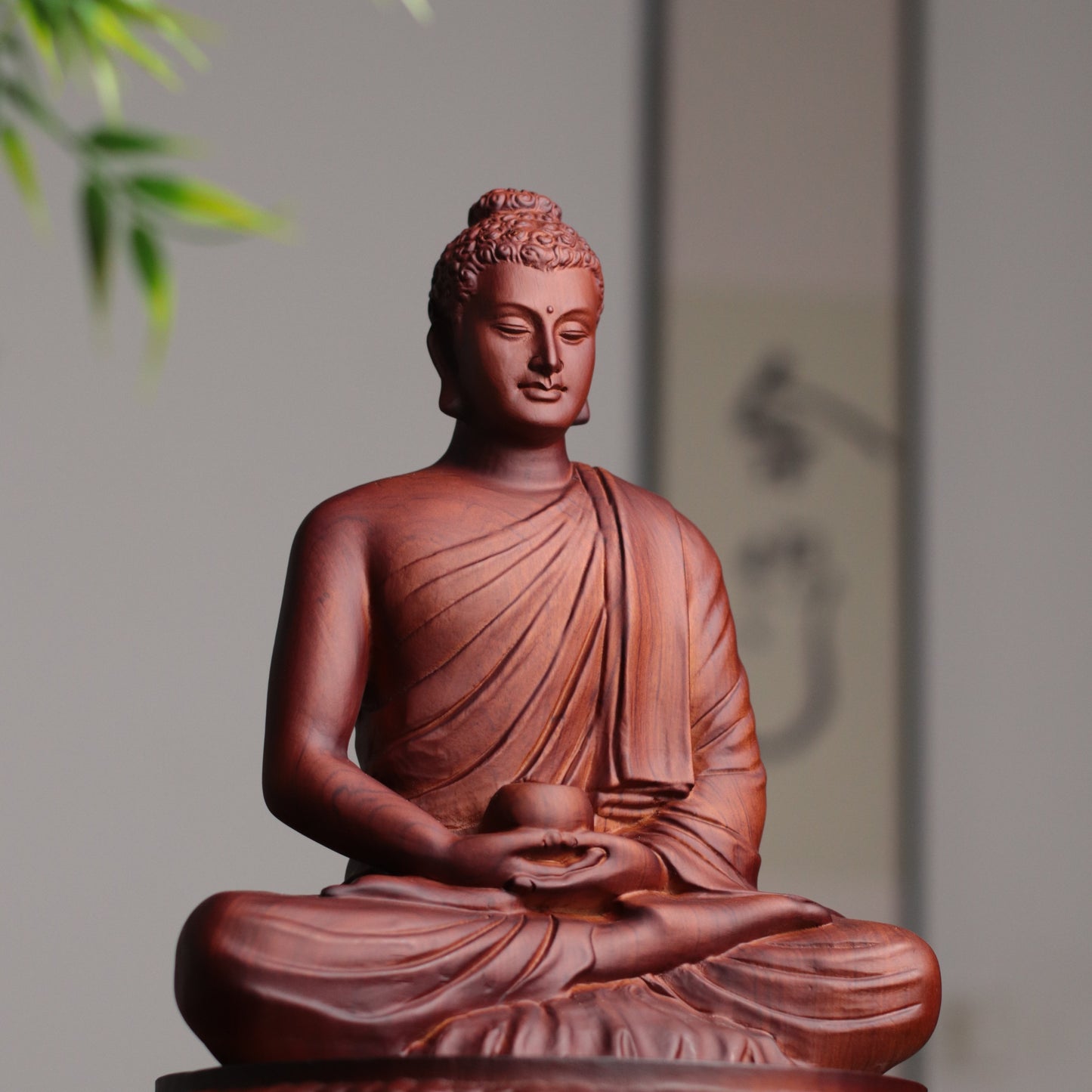 Wooden Buddha Statue — Hand-Carved Padauk Shakyamuni, Meaningful Gift, Buddhist Home Decor