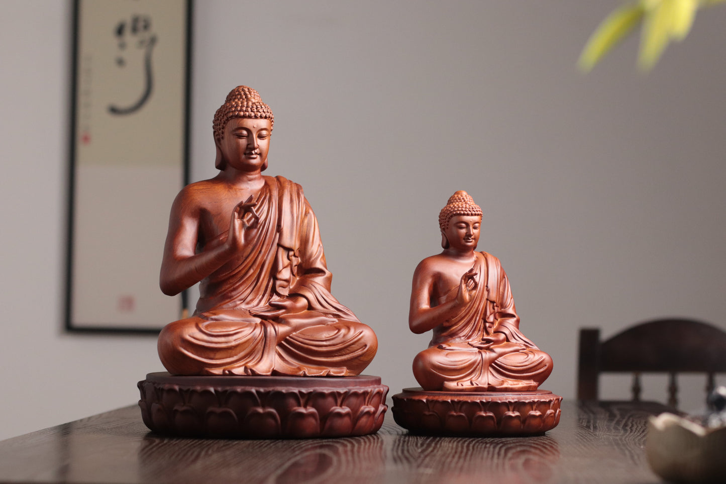 Hand Carved Shakyamuni Buddha Statue, Vitarka Mudra Gesture