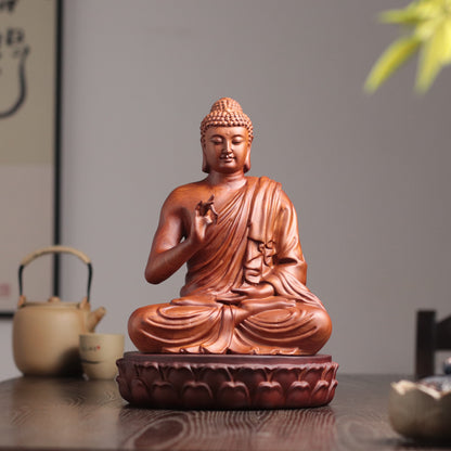 Hand Carved Shakyamuni Buddha Statue, Vitarka Mudra Gesture