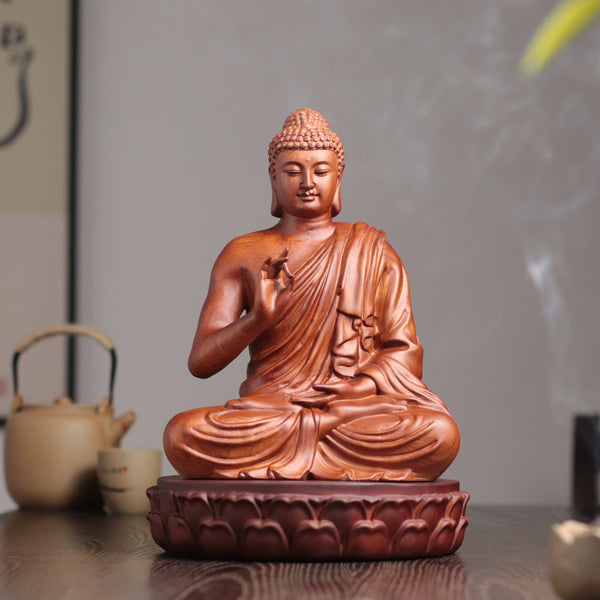 Hand Carved Shakyamuni Buddha Statue, Vitarka Mudra Gesture