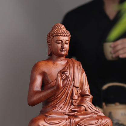 Hand Carved Shakyamuni Buddha Statue, Vitarka Mudra Gesture