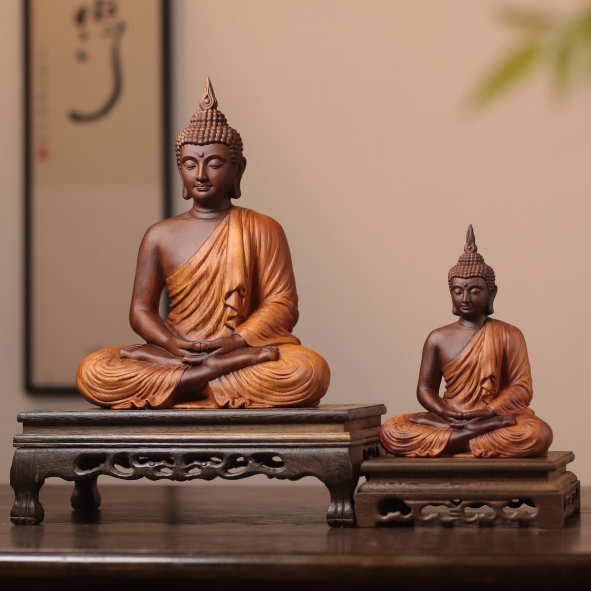 Sukhothai Buddha Statue - Padauk Wood, Meditation