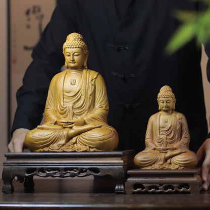 Amitabha Buddha Statue - Cypress Wood, Pure Land Meditation