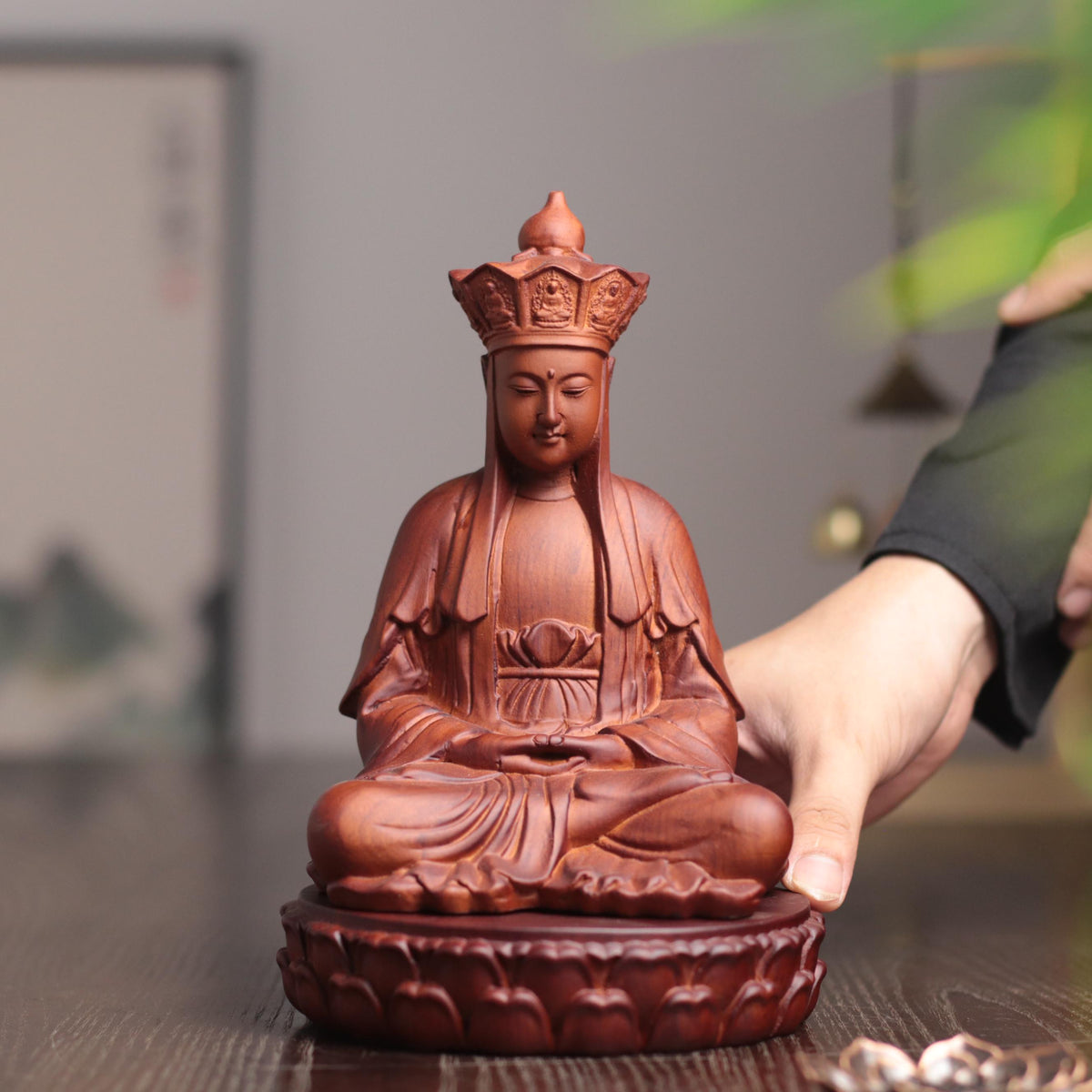 Ksitigarbha Statue - Padauk Wood, Jizo Guardian – additional view 8