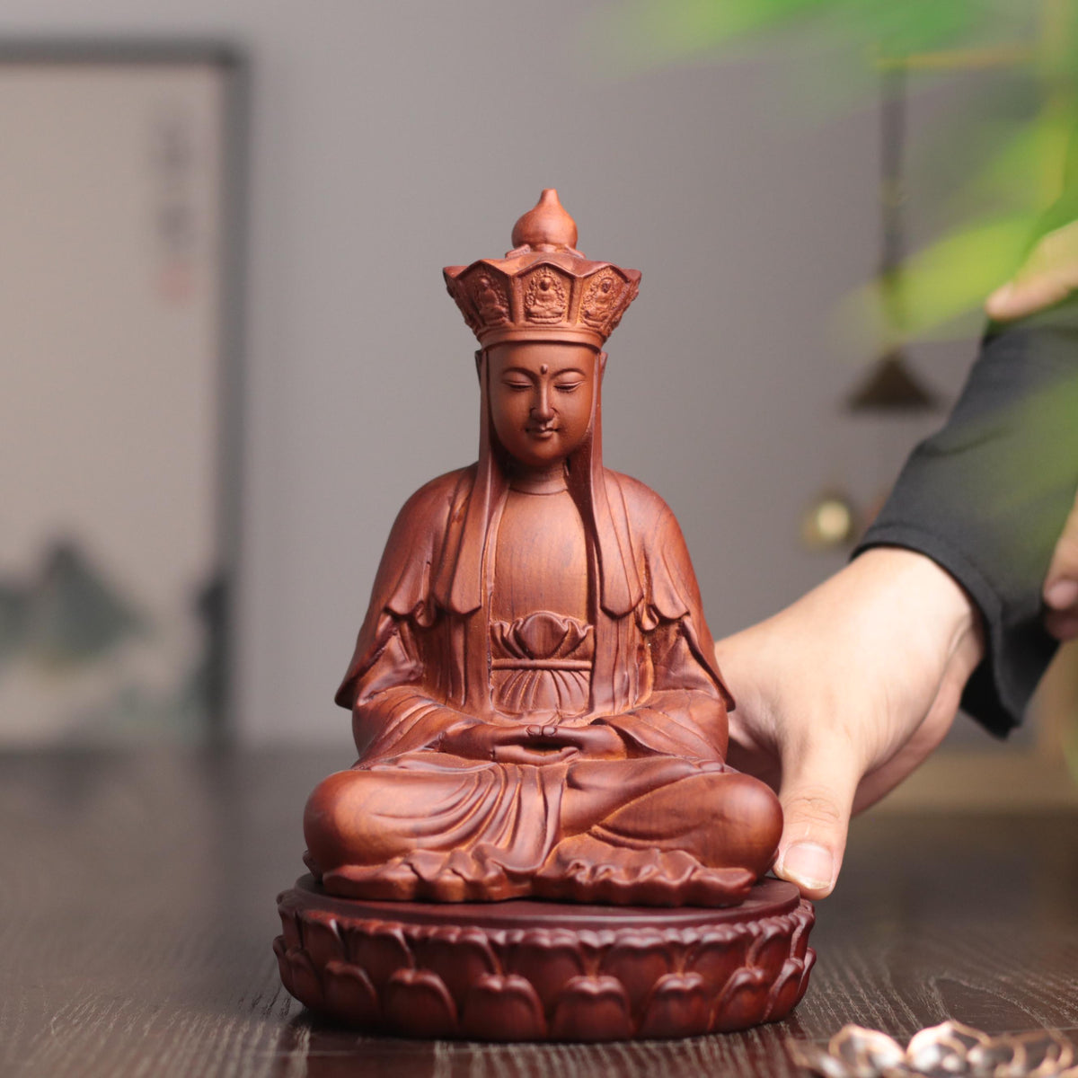 Ksitigarbha Statue - Padauk Wood, Jizo Guardian – additional view 7